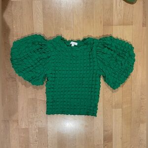 Eri + Ali "textured puff sleeve top"